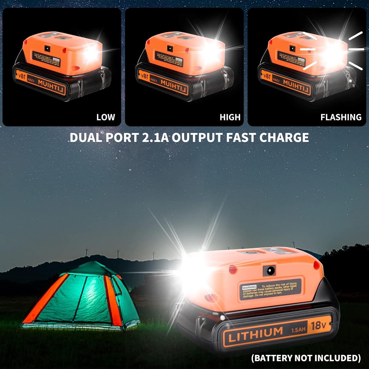 Adaptador de Batería Taingwei 20V para Black & Decker, Cargador USB