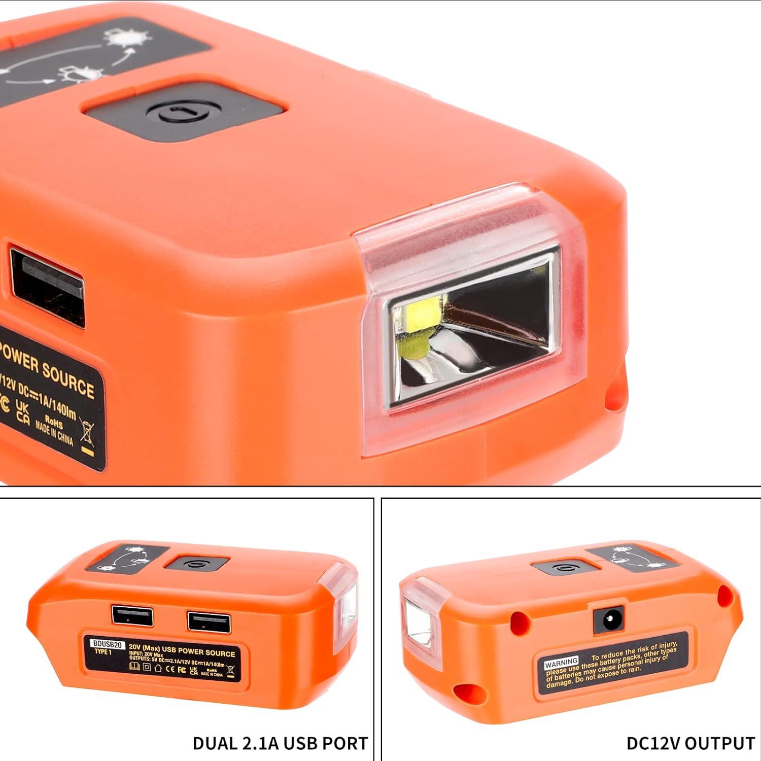 Adaptador de Batería Taingwei 20V para Black & Decker, Cargador USB