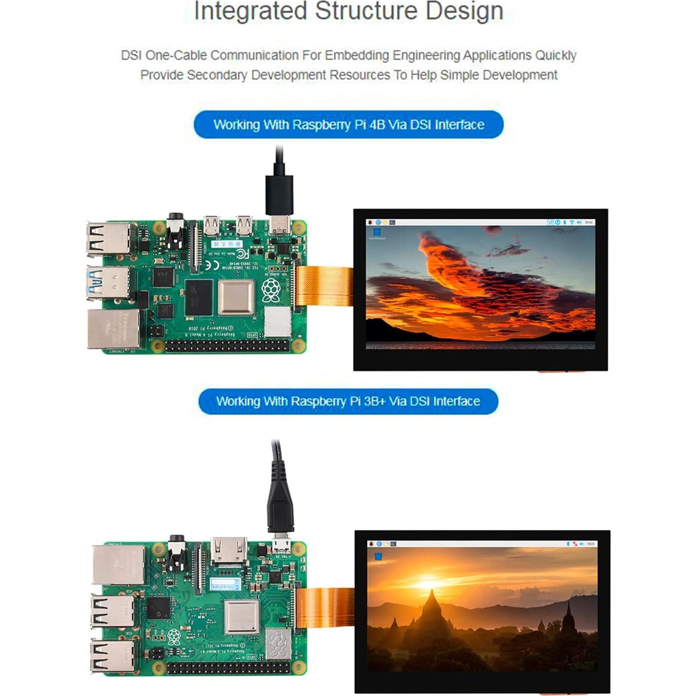 Pantalla DSI 4.3" Waveshare IPS 800x480 para Raspberry Pi