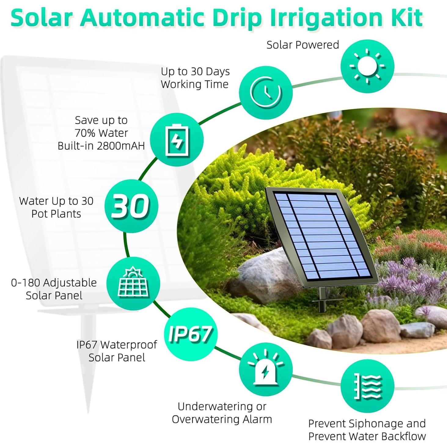 Sistema de Riego por Goteo Solar OHYEAHSPIN 20-30 Macetas
