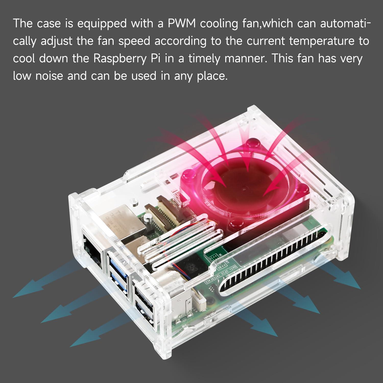Kit de disipador de calor Yahboom para Raspberry Pi 5 con ventilador PWM