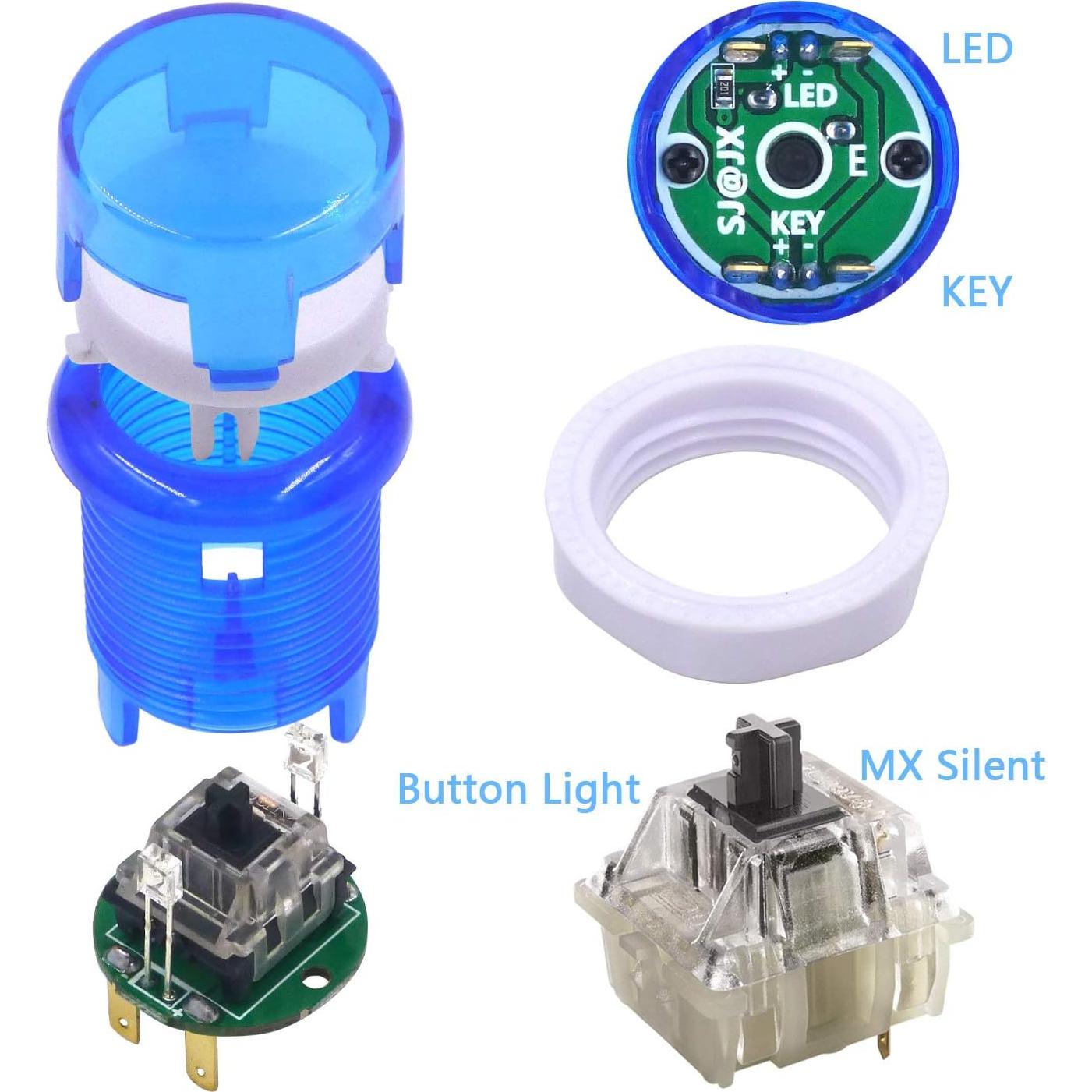 8 Botones LED Arcade SJ@JX Azul Cherry MX para PC