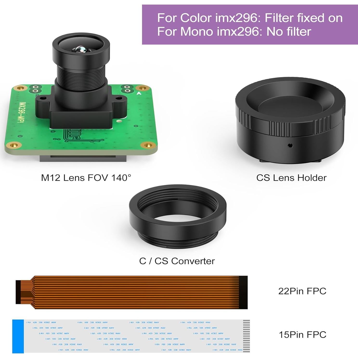 Módulo de Cámara Innomaker GS IMX296 1.58MP para Raspberry Pi