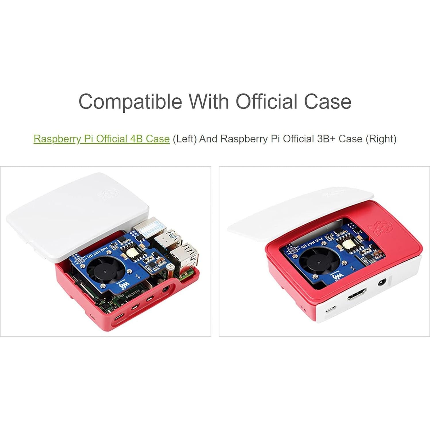 PoE HAT D Waveshare para Raspberry Pi 4B/3B+, 5V 2.5A