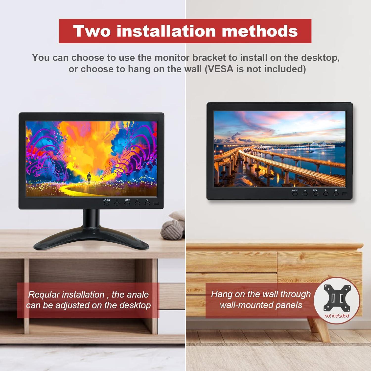 Monitor de Seguridad 10.1" FHD WHOLEV 1024x600 VGA HDMI USB