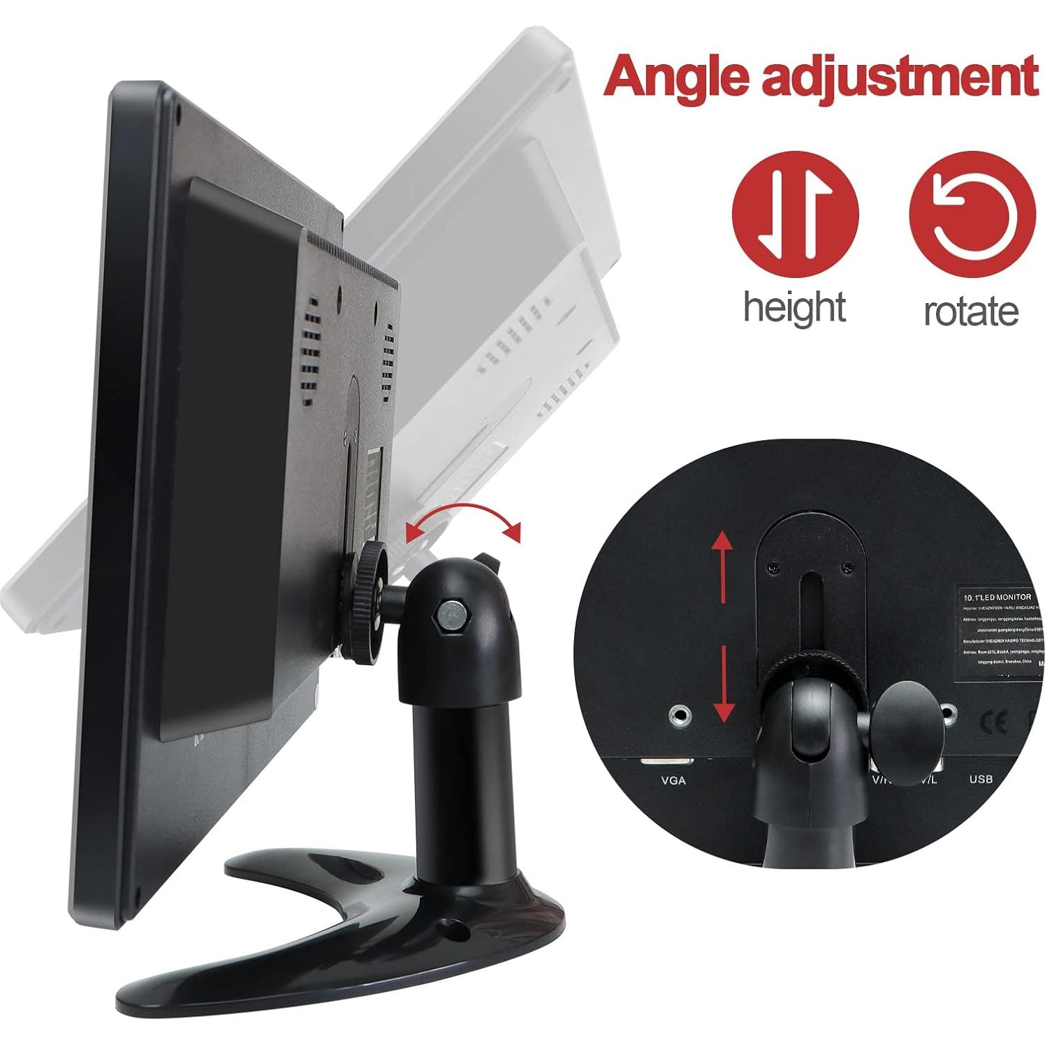 Monitor de Seguridad 10.1" FHD WHOLEV 1024x600 VGA HDMI USB