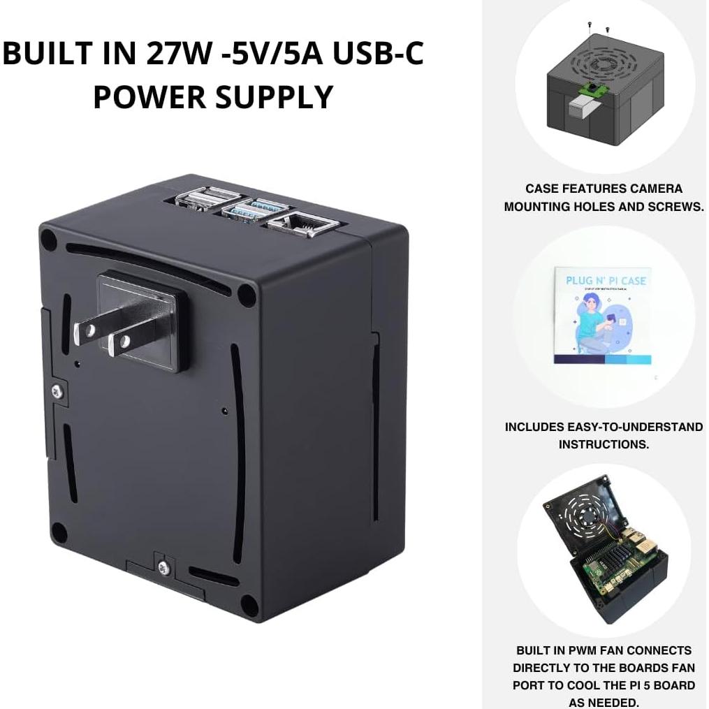 Vilros Plug 'n' Pi para Raspberry Pi 5 - Caja con Ventilador