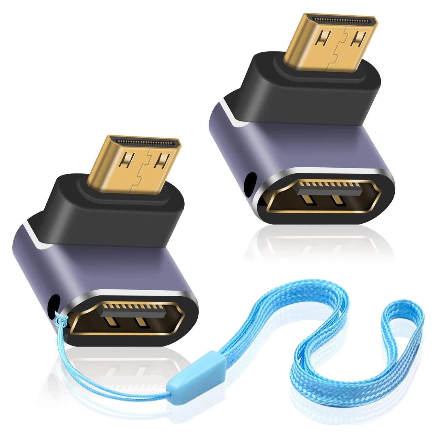 Adaptador Mini HDMI a HDMI Duttek 8K con LED - Paquete de 2