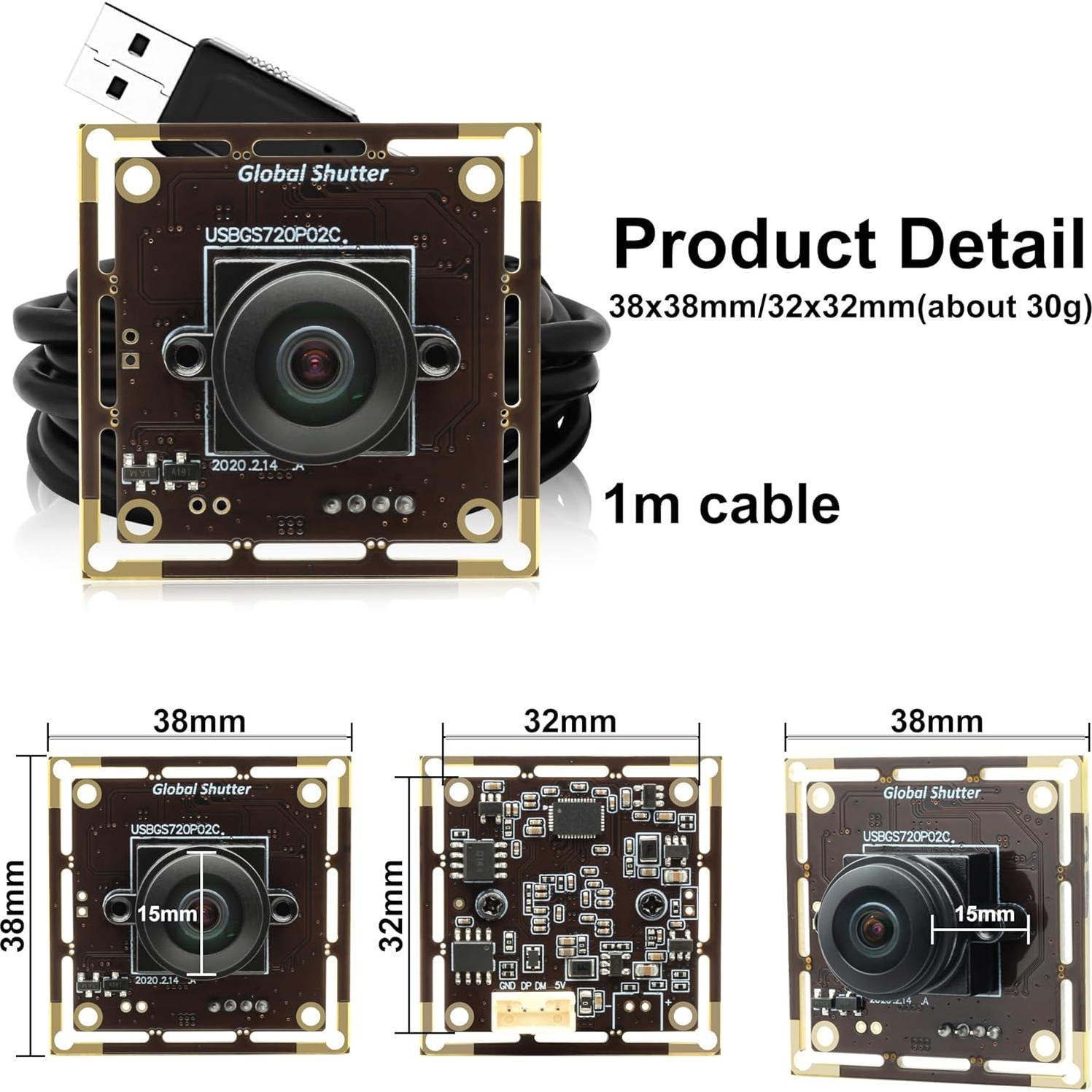 Cámara USB 1MP MMlove 720P 60fps Lente Ojo de Pez 170°