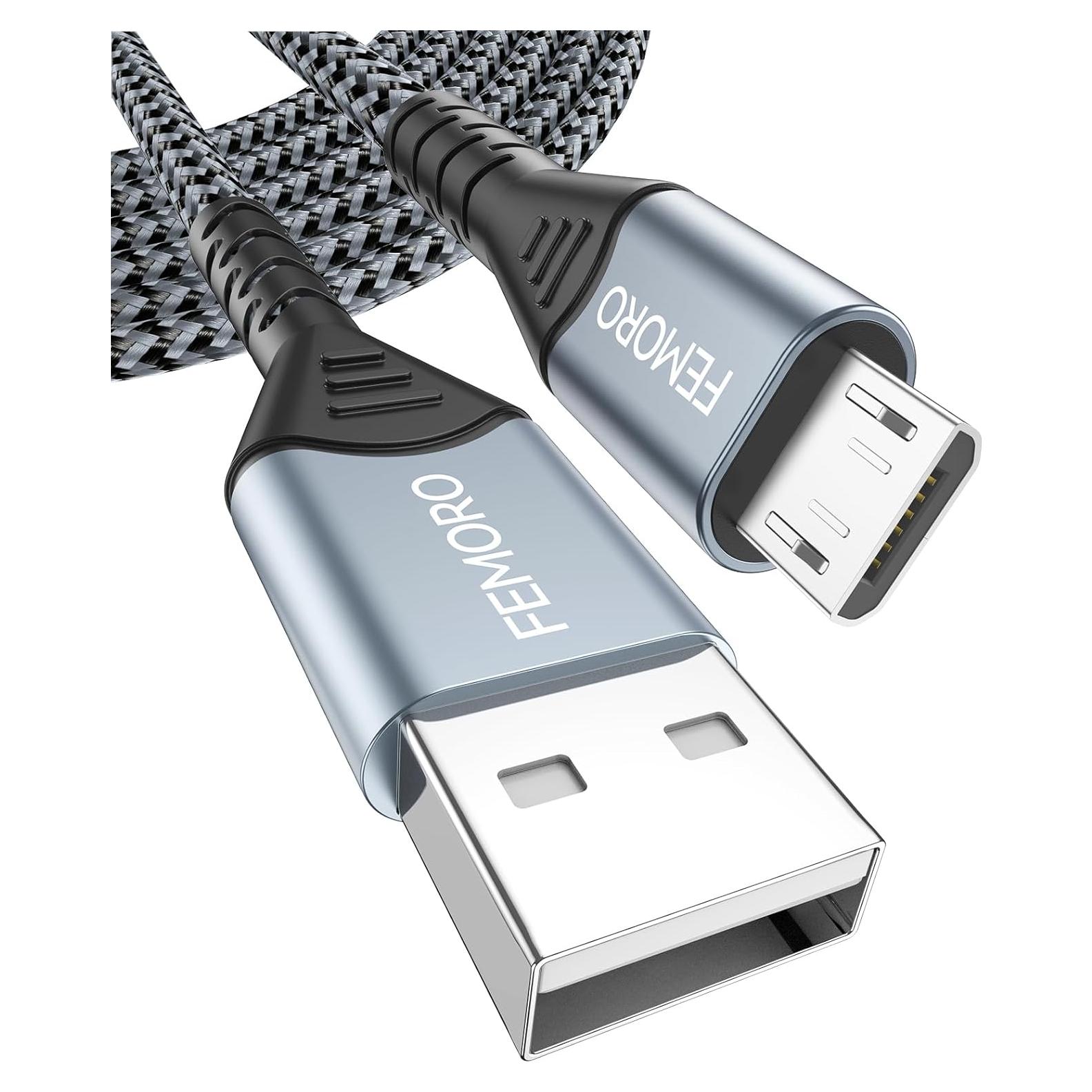 Cable Micro USB 3m FEMORO 480Mbps Carga 12W Compatible PS4