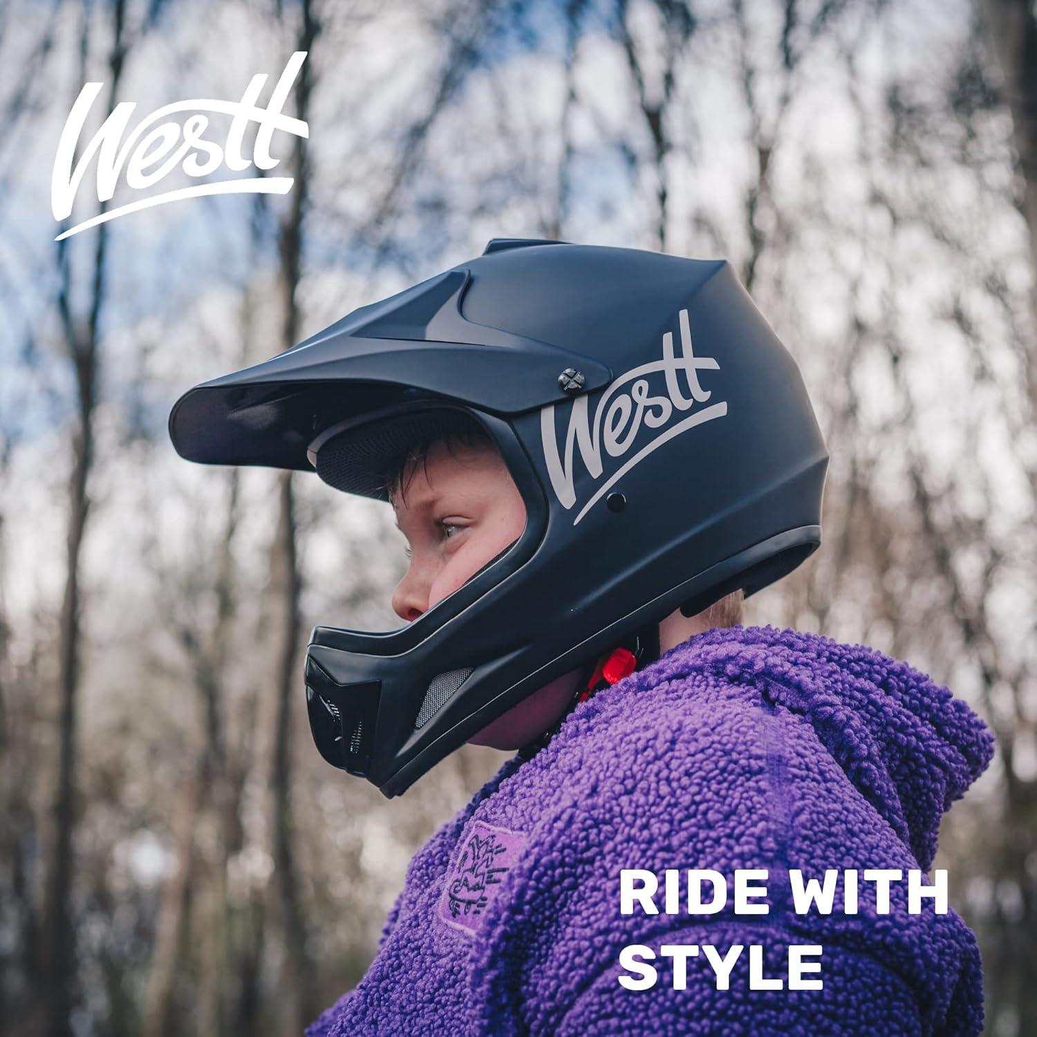 Westt Youth Kids Motocross Helmet - Dirt Bike Motorcycle with Visor Off-Road ATV Street Mountain Bike Go-Kart BMX, Full Face Motorcycle Helmet for Boys & Girls, DOT Approved