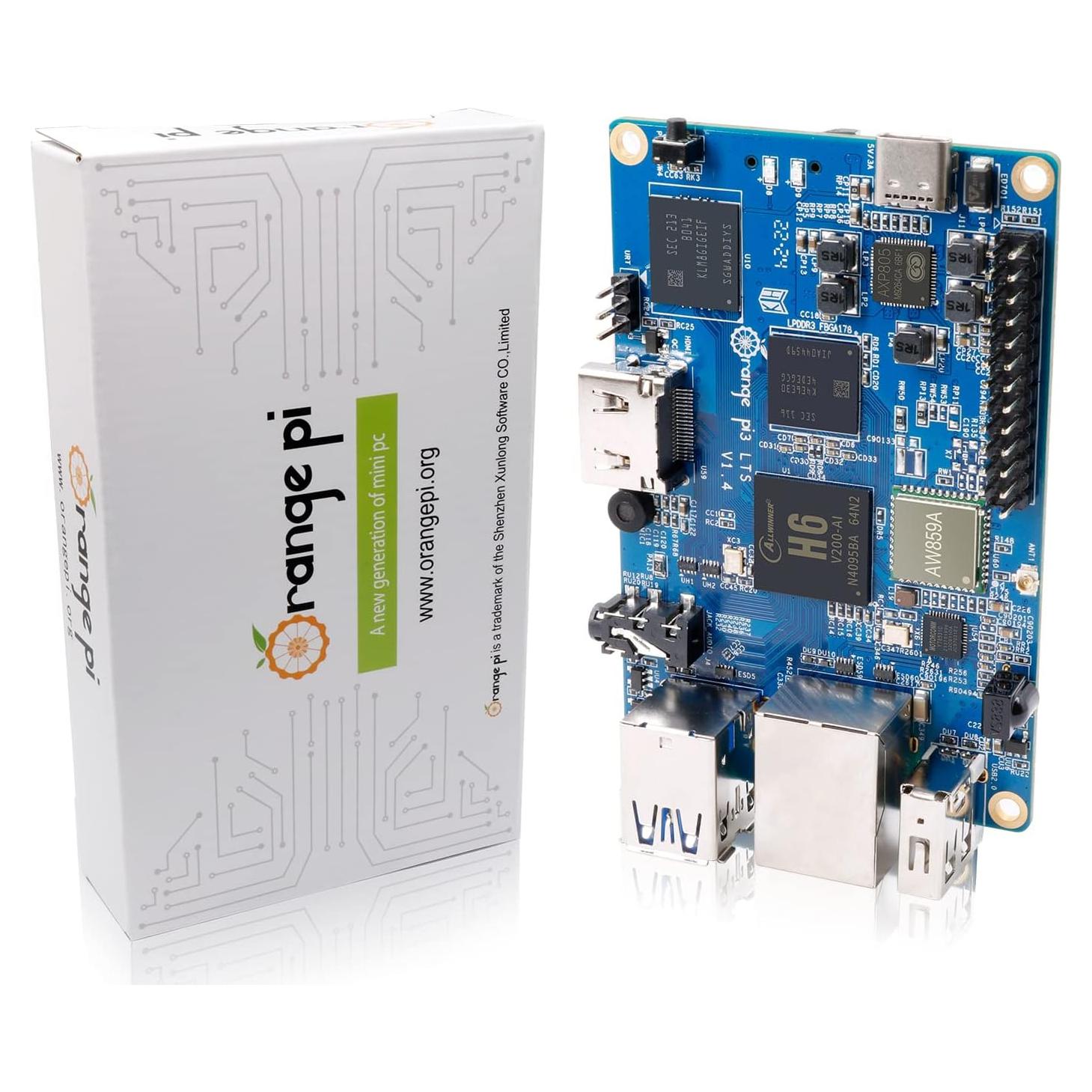 Computadora de Placa Única Orange Pi 3 LTS 2GB RAM 8GB eMMC