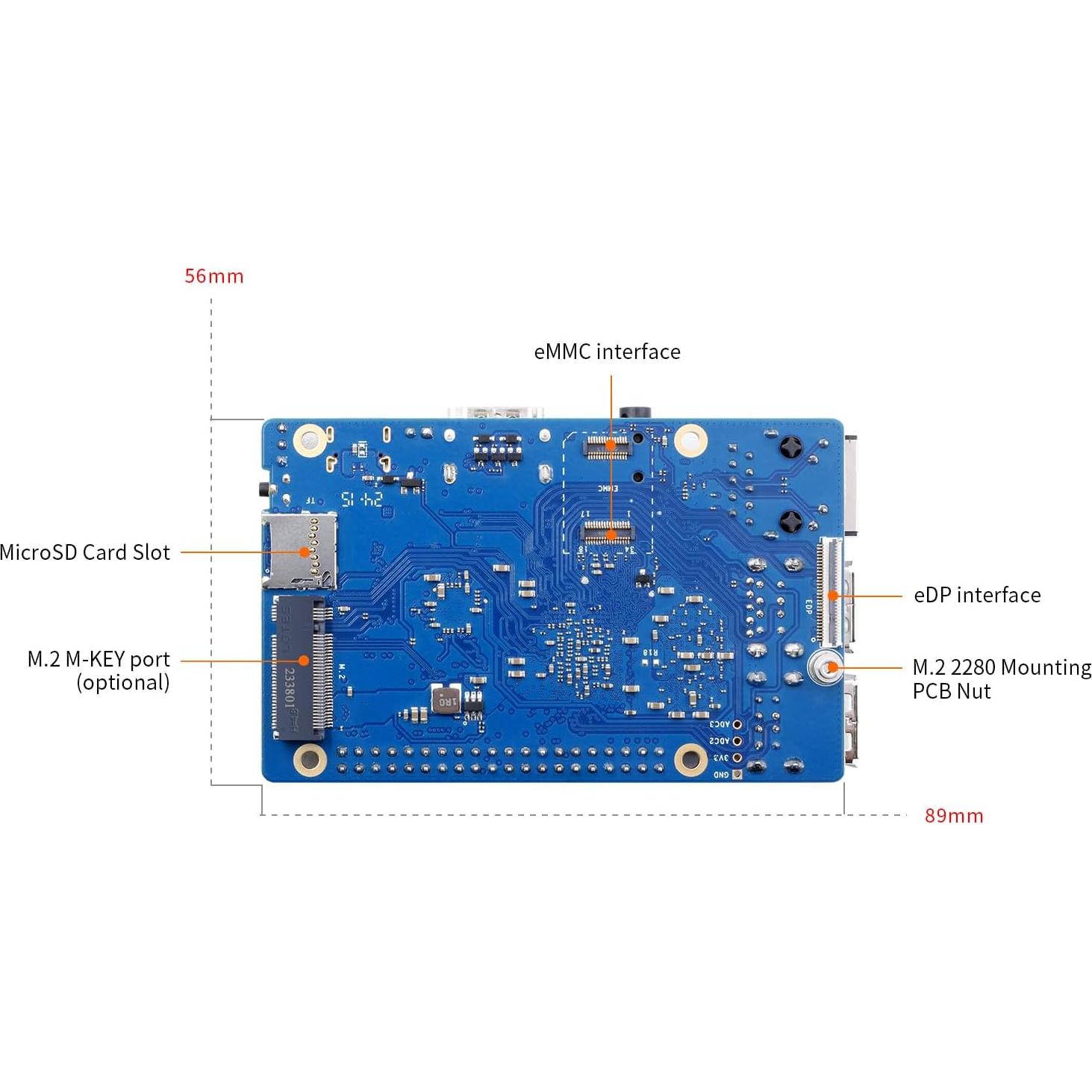 Computadora de Placa Única Orange Pi 3B 2GB Quad-Core