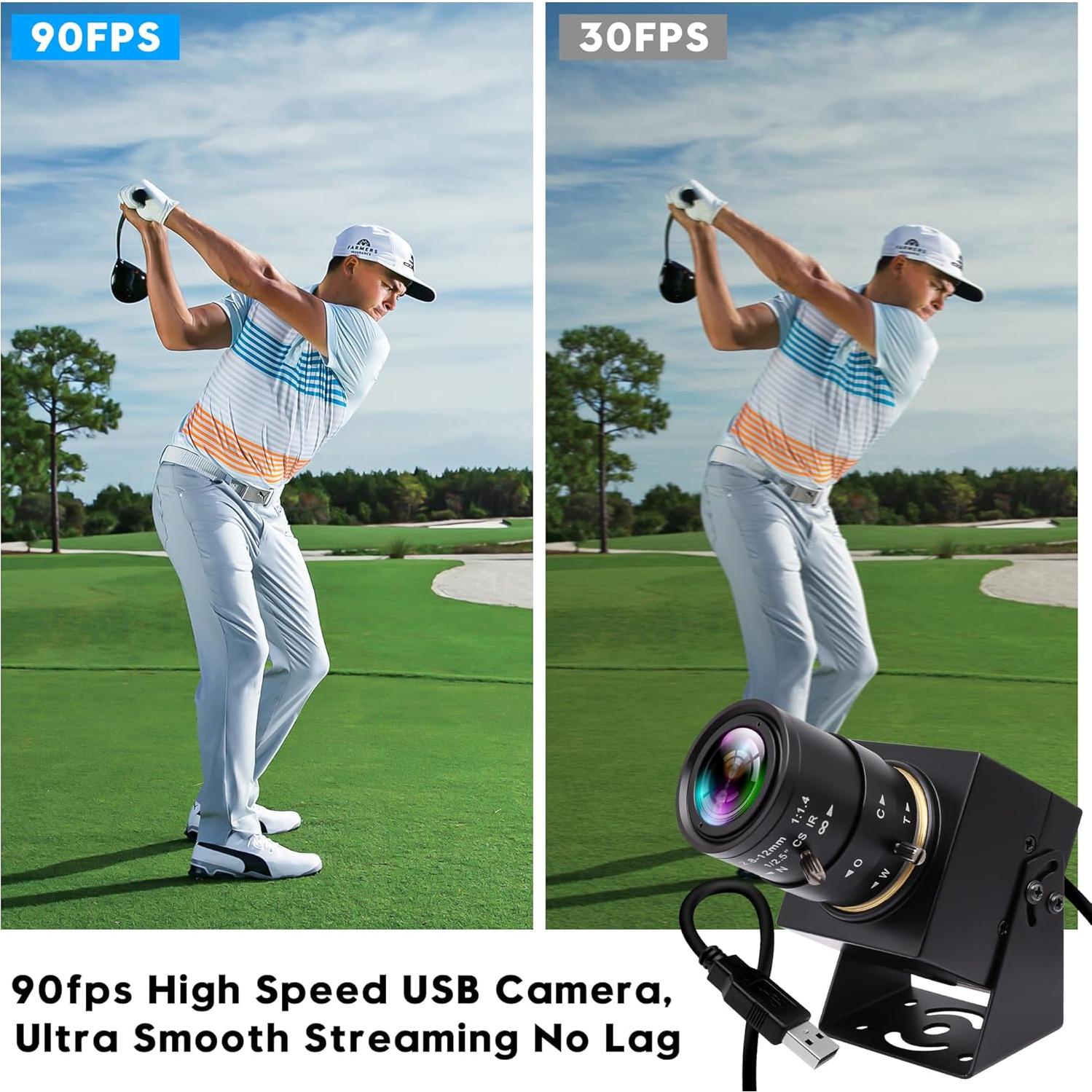 Cámara USB IFWATER 2MP 90fps con Lente Varifocal 2.8-12mm