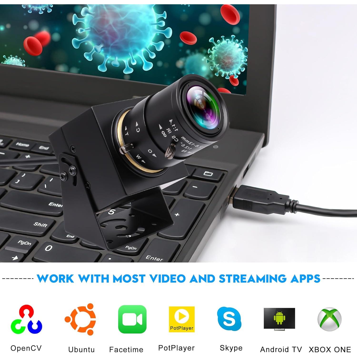 Cámara USB IFWATER 2MP 90fps con Lente Varifocal 2.8-12mm