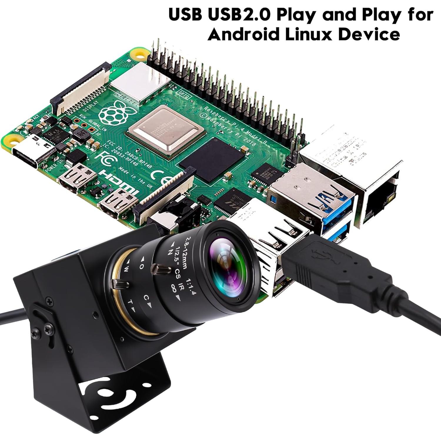 Cámara USB IFWATER 2MP 90fps con Lente Varifocal 2.8-12mm