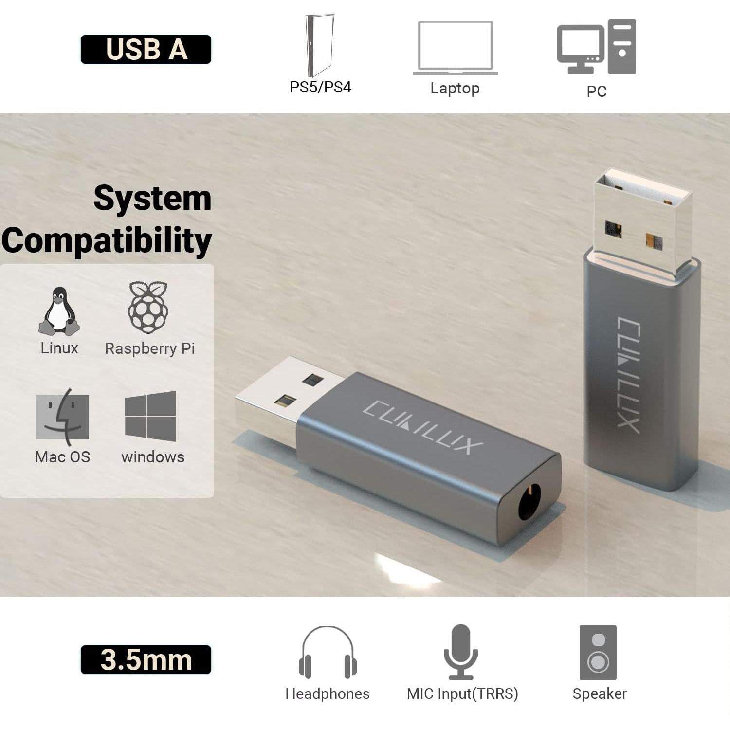 Adaptador de Audio USB a 3.5mm Cubilux 96KHz/24bit