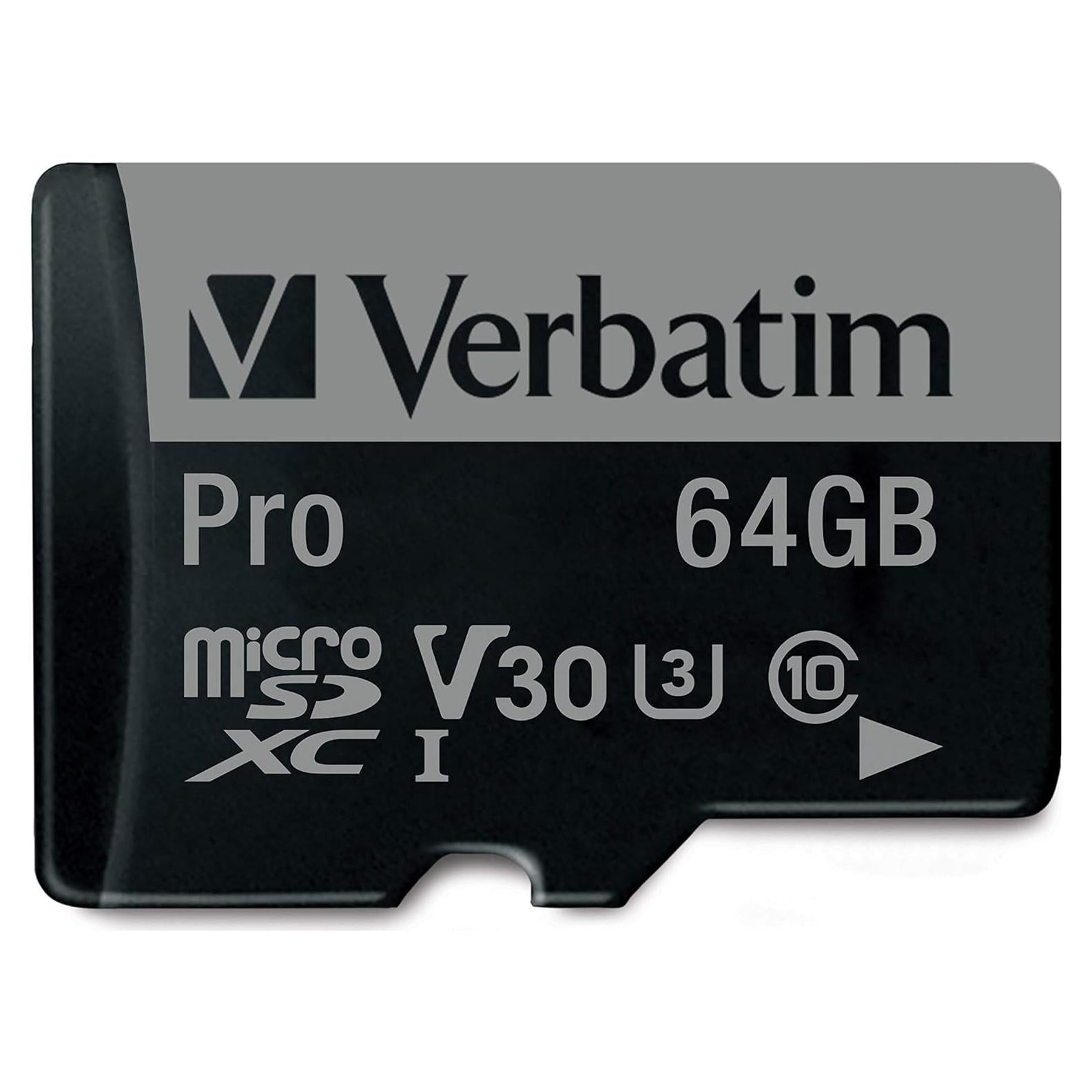 Tarjeta de Memoria Verbatim 64GB Pro microSDXC UHS-I V30