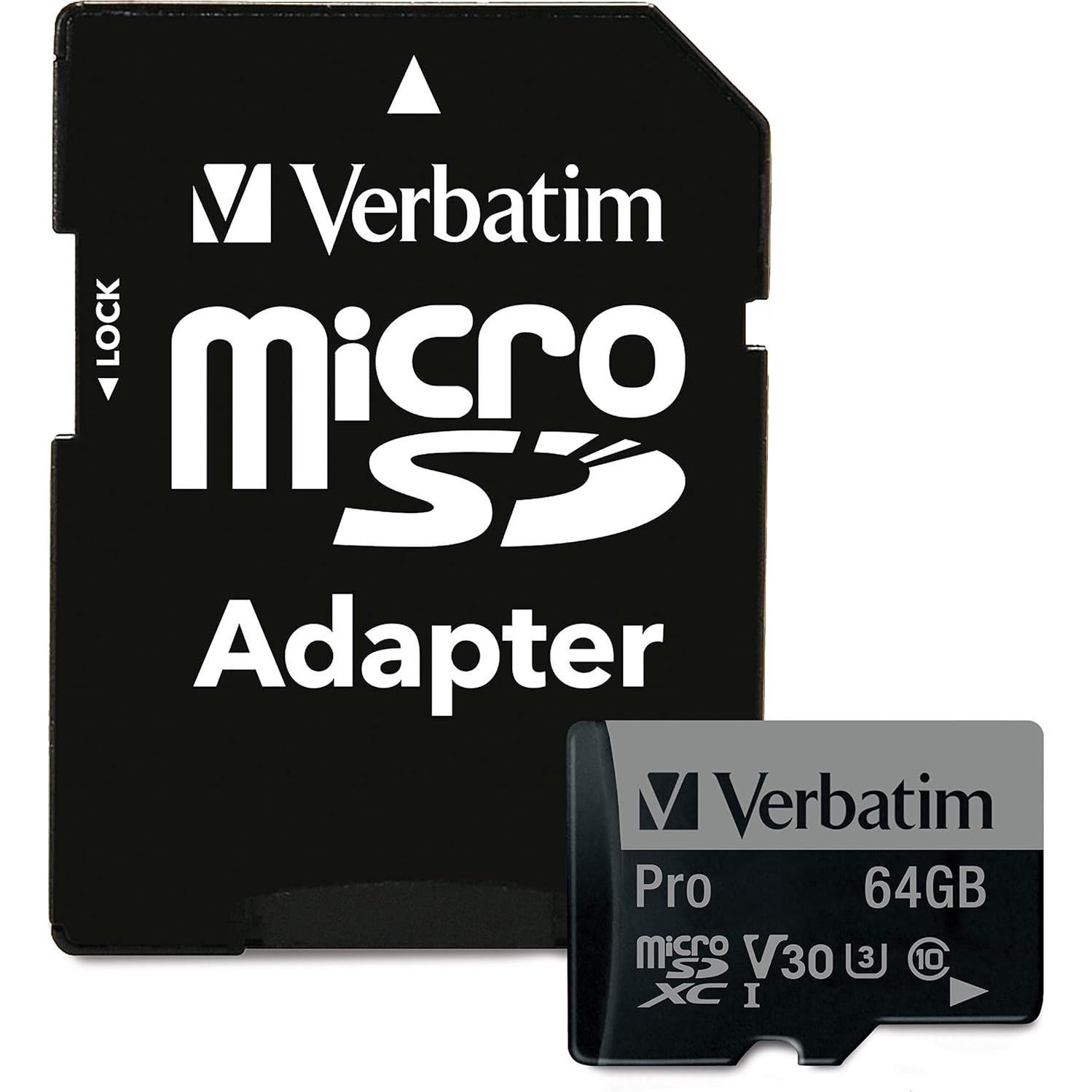 Tarjeta de Memoria Verbatim 64GB Pro microSDXC UHS-I V30