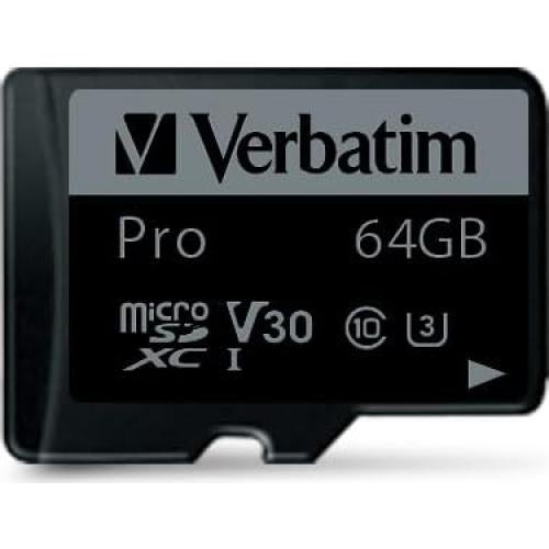 Tarjeta de Memoria Verbatim 64GB Pro microSDXC UHS-I V30