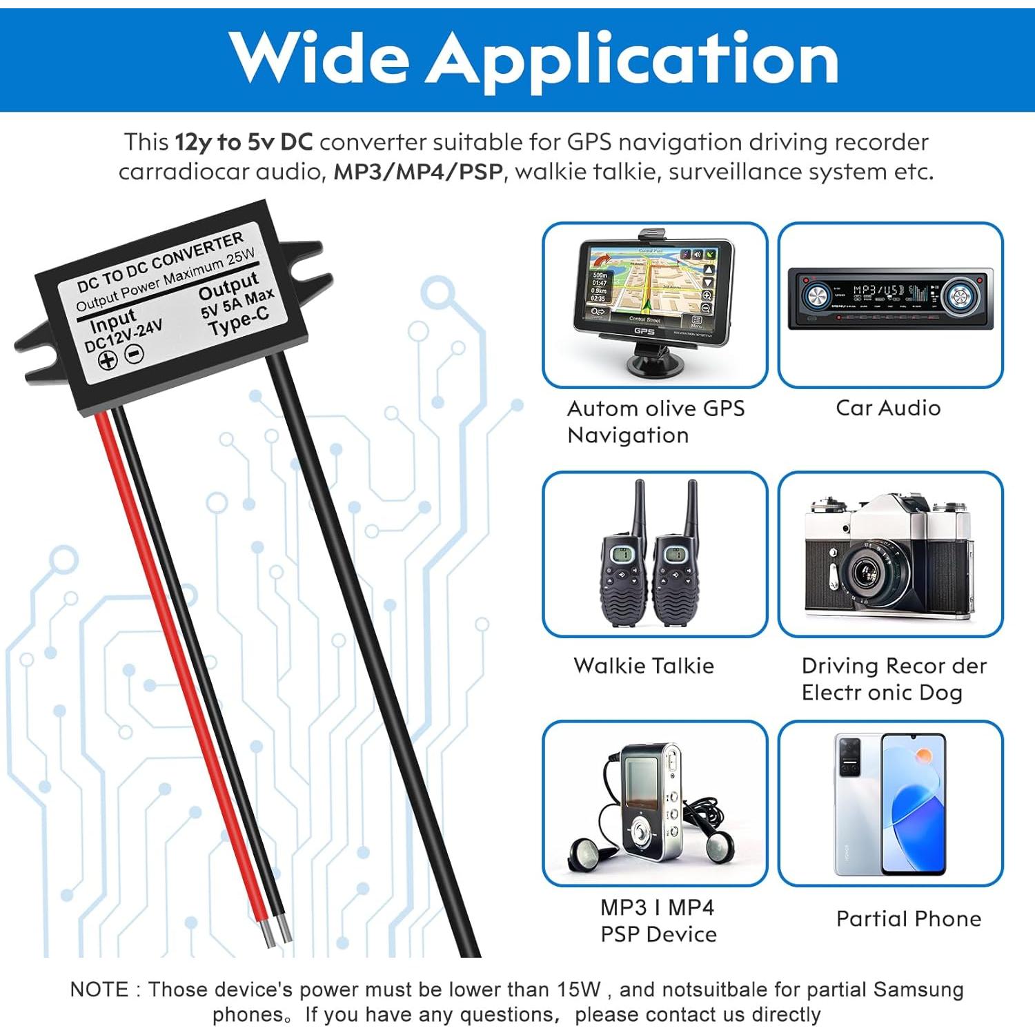 Convertidor Buck 12V/24V a 5V USB-C 5A 25W YIPIN HEXHA