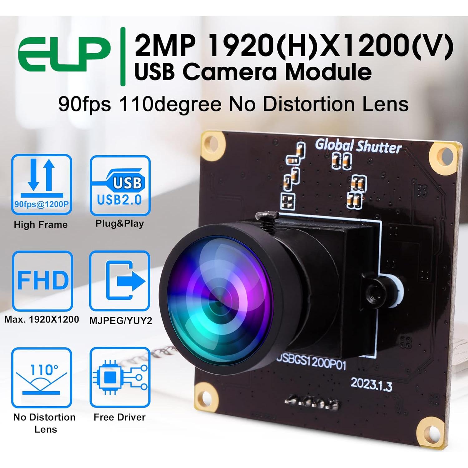 Cámara USB IEights 1080P con Obturador Global y Ángulo Amplio