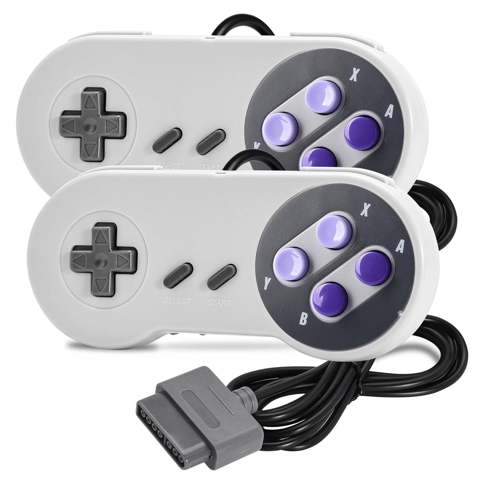 Controladores de Juego con Cable SAFFUN SNES 2 Pack Gris/Púrpura