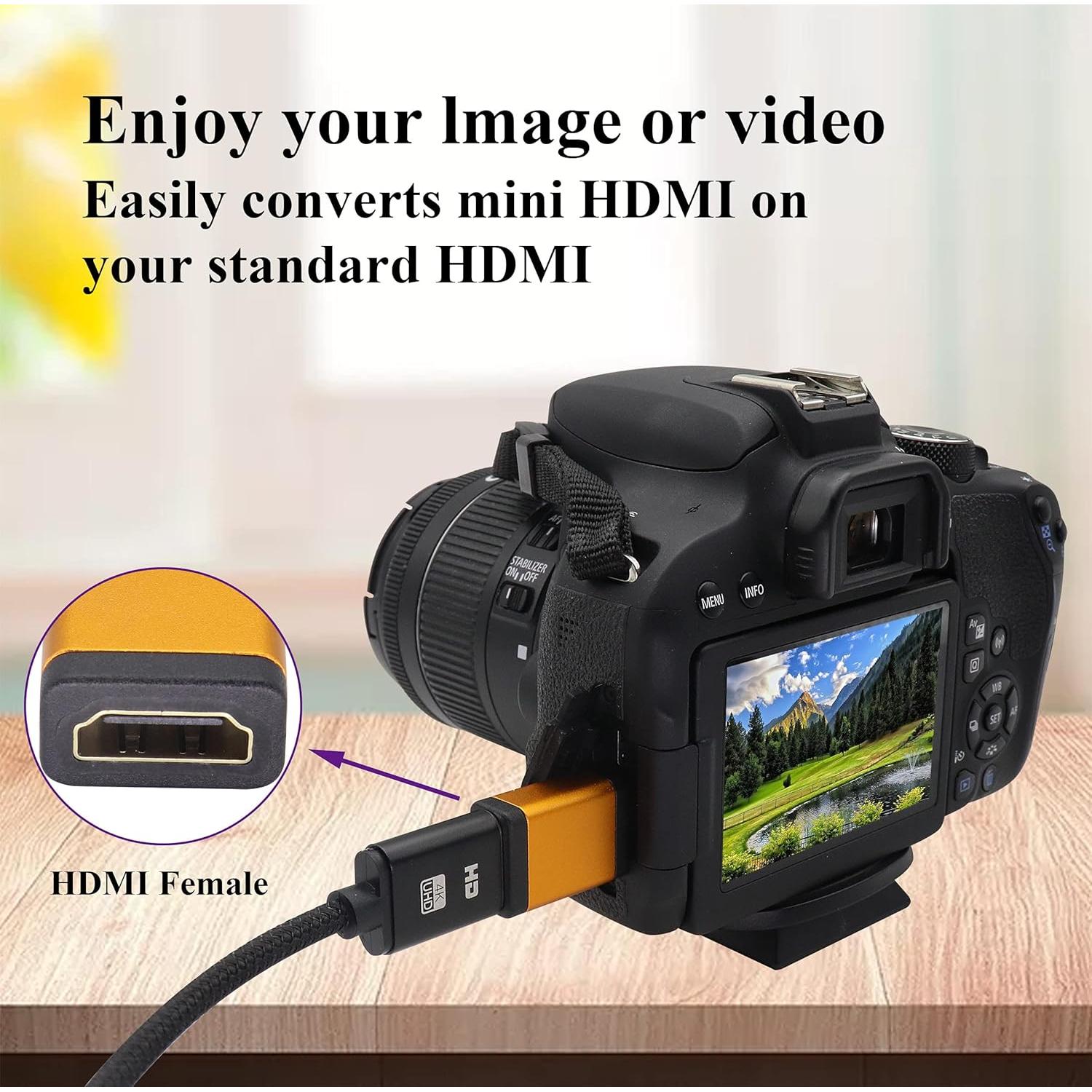 Adaptador HDMI a Mini HDMI 4K 60Hz AAOTOKK 2-Pack Naranja