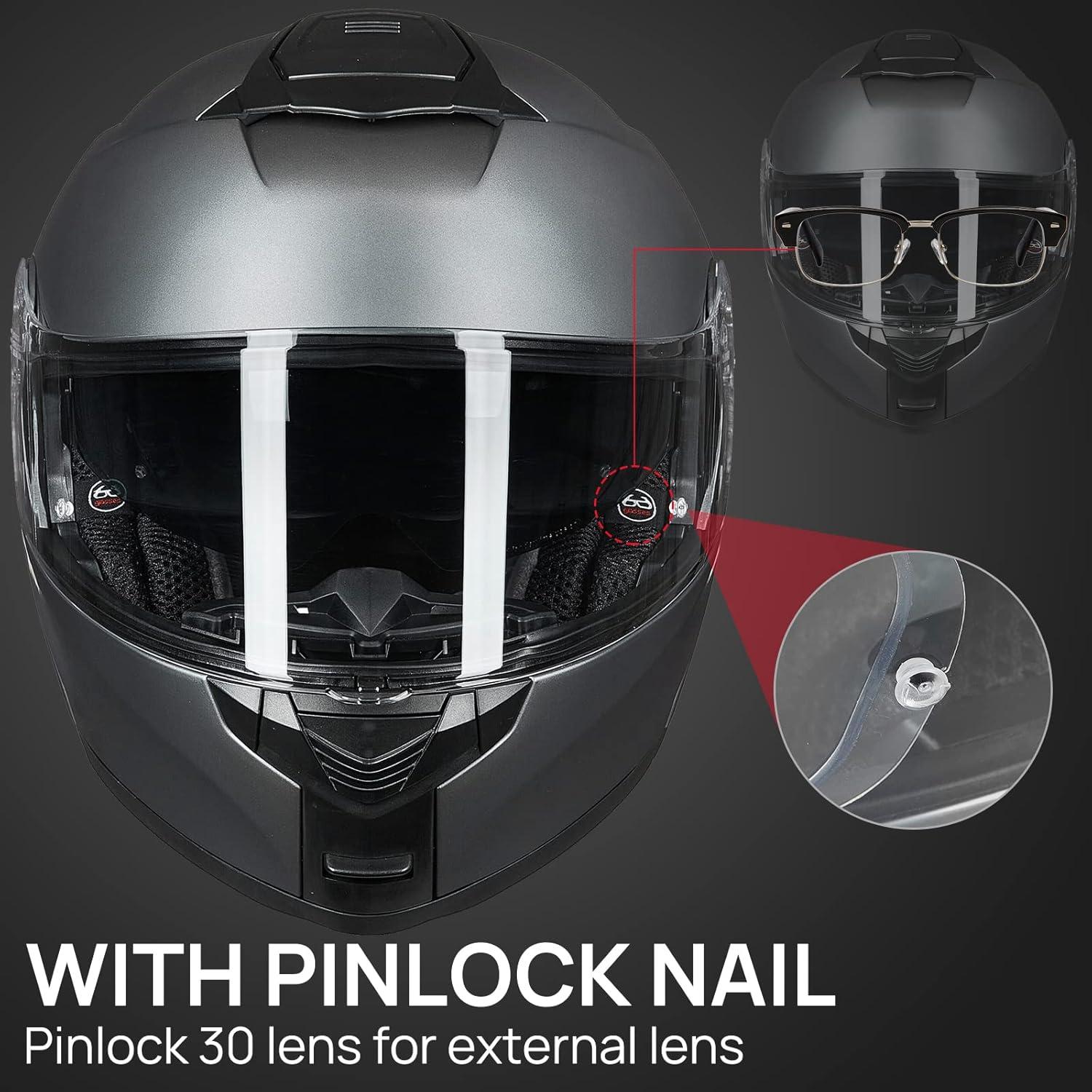 Casco Modular ILM 159 para Motocicleta Gris Pequeño