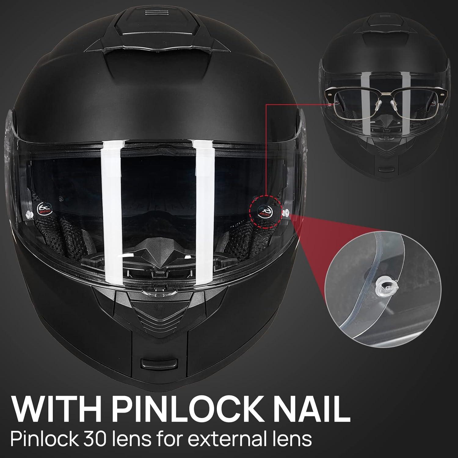 Casco Modular ILM 159 para Motocicleta Negro Mate Mediano