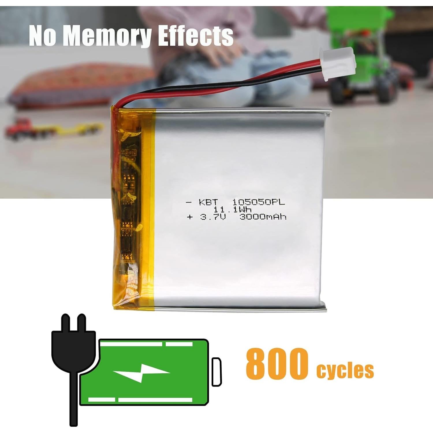 Batería de polímero de litio KBT 3.7V 3000mAh 105050PL