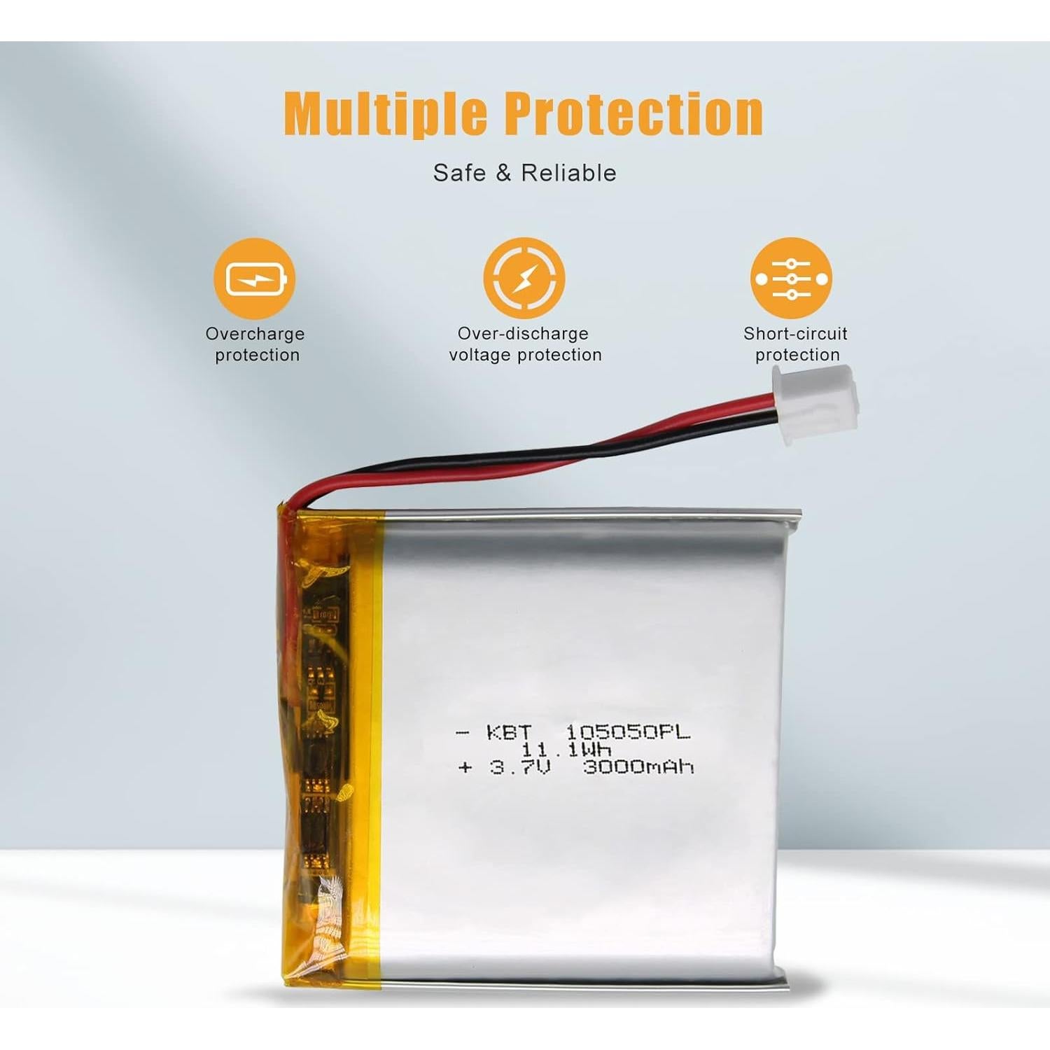 Batería de polímero de litio KBT 3.7V 3000mAh 105050PL