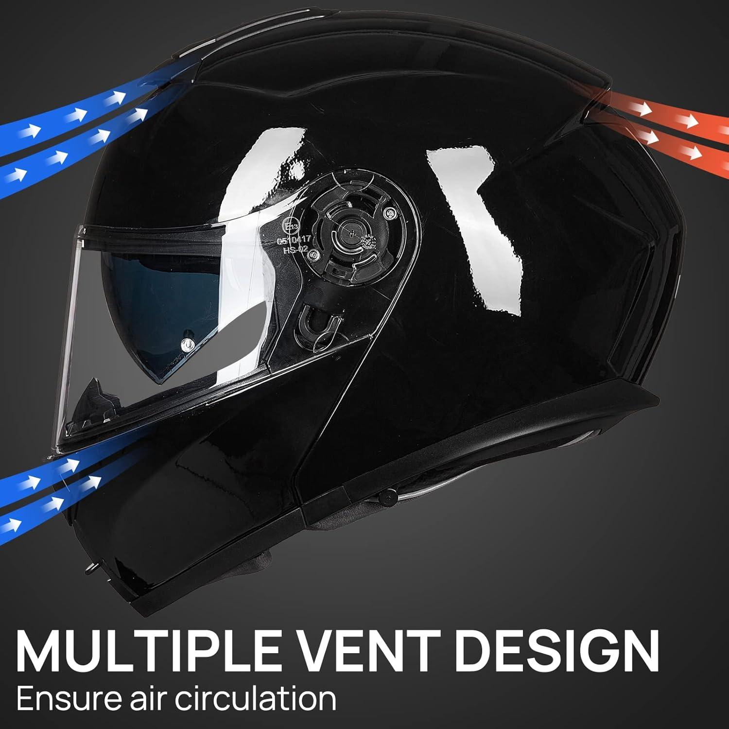 Casco Modular ILM 159 para Motocicleta Negro Brillante