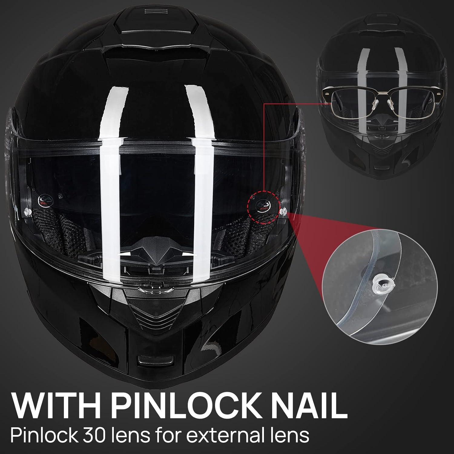 Casco Modular ILM 159 para Motocicleta Negro Brillante