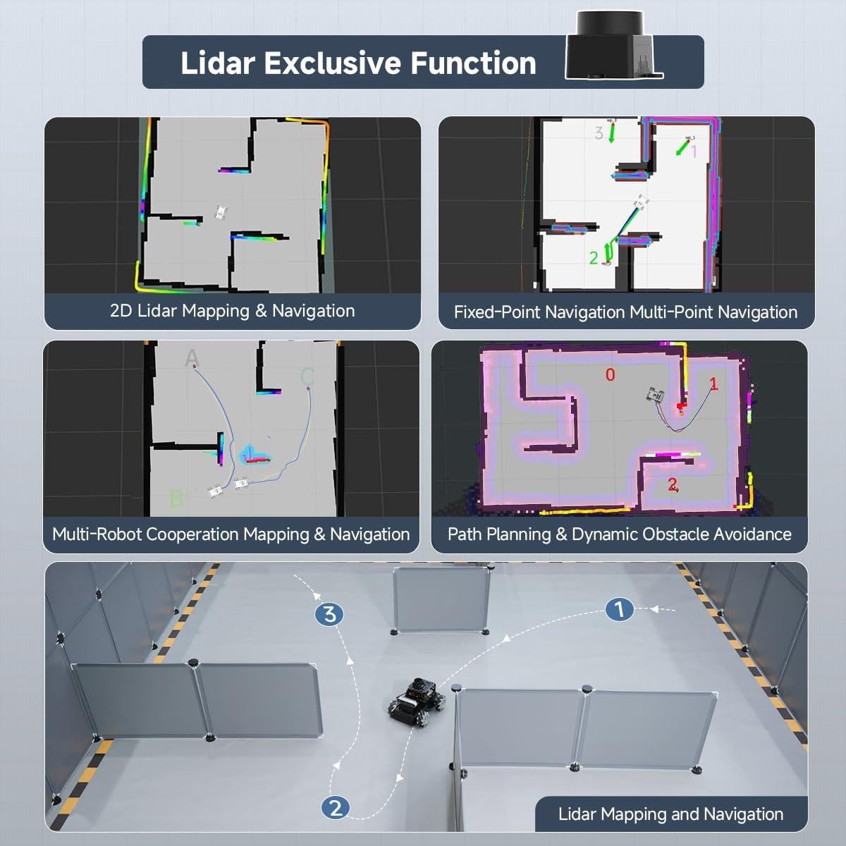 Coche Robot MentorPi M1 para Raspberry Pi 5 con Lidar y Cámara 3D