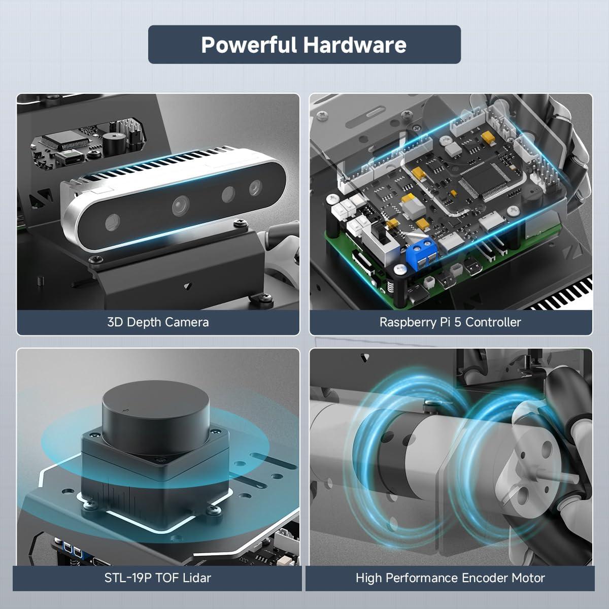 Coche Robot MentorPi M1 para Raspberry Pi 5 con Lidar y Cámara 3D
