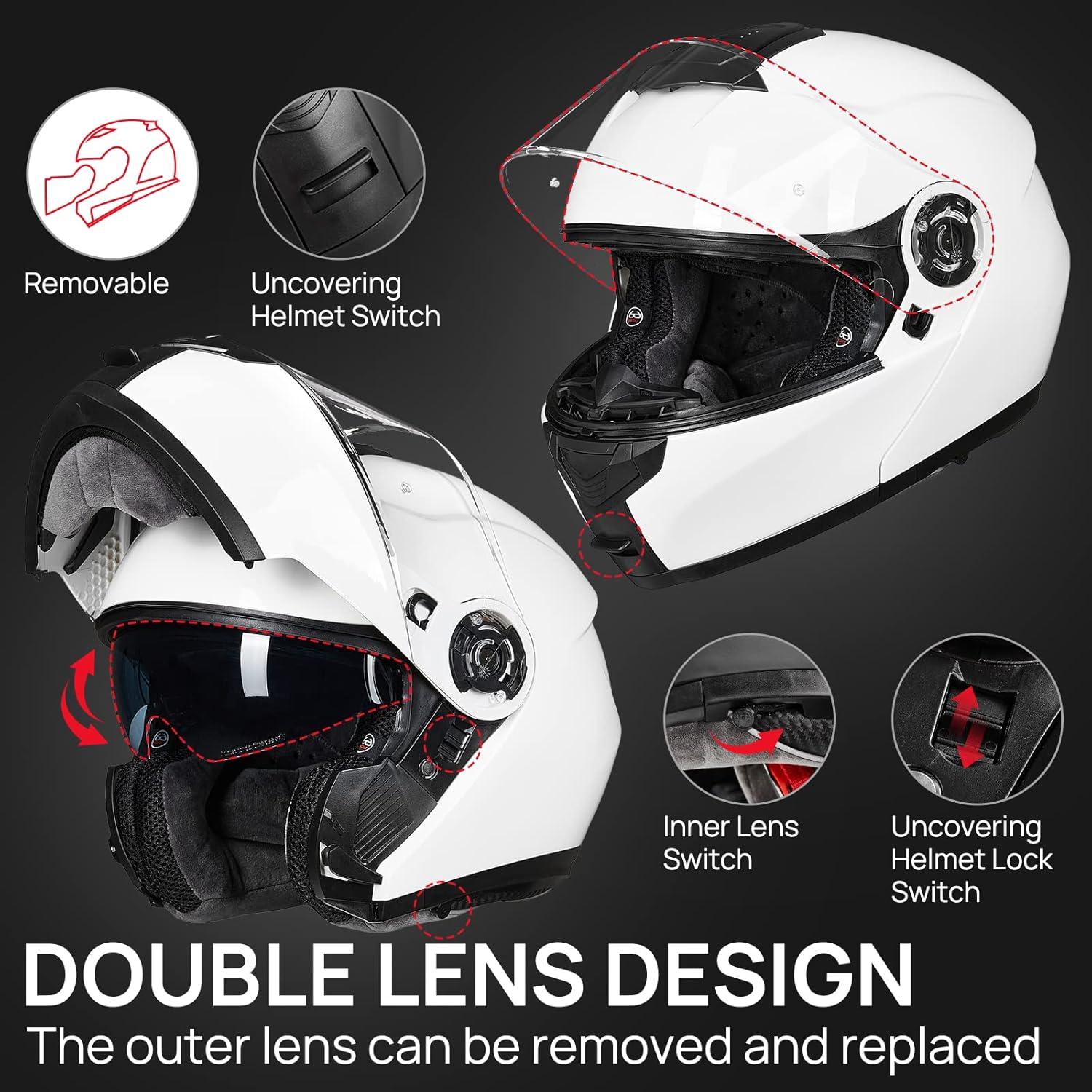 Casco Modular ILM 159 para Motocicleta Blanco Grande