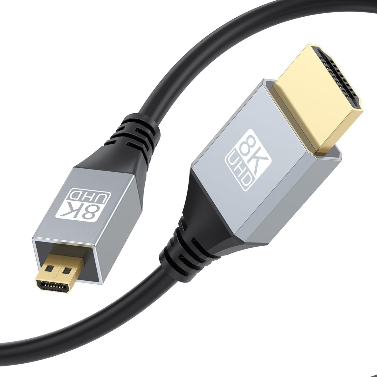 Cable Micro HDMI a HDMI URELEGAN 2.4M 8K 60Hz 48Gbps