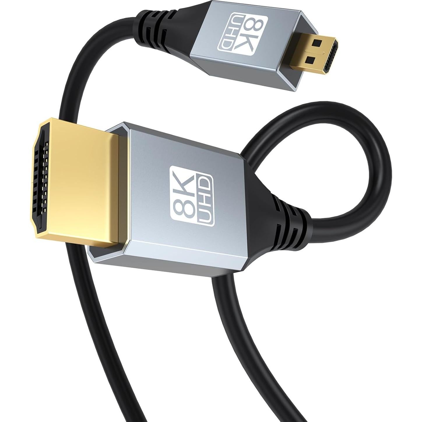 Cable Micro HDMI a HDMI URELEGAN 2.4M 8K 60Hz 48Gbps