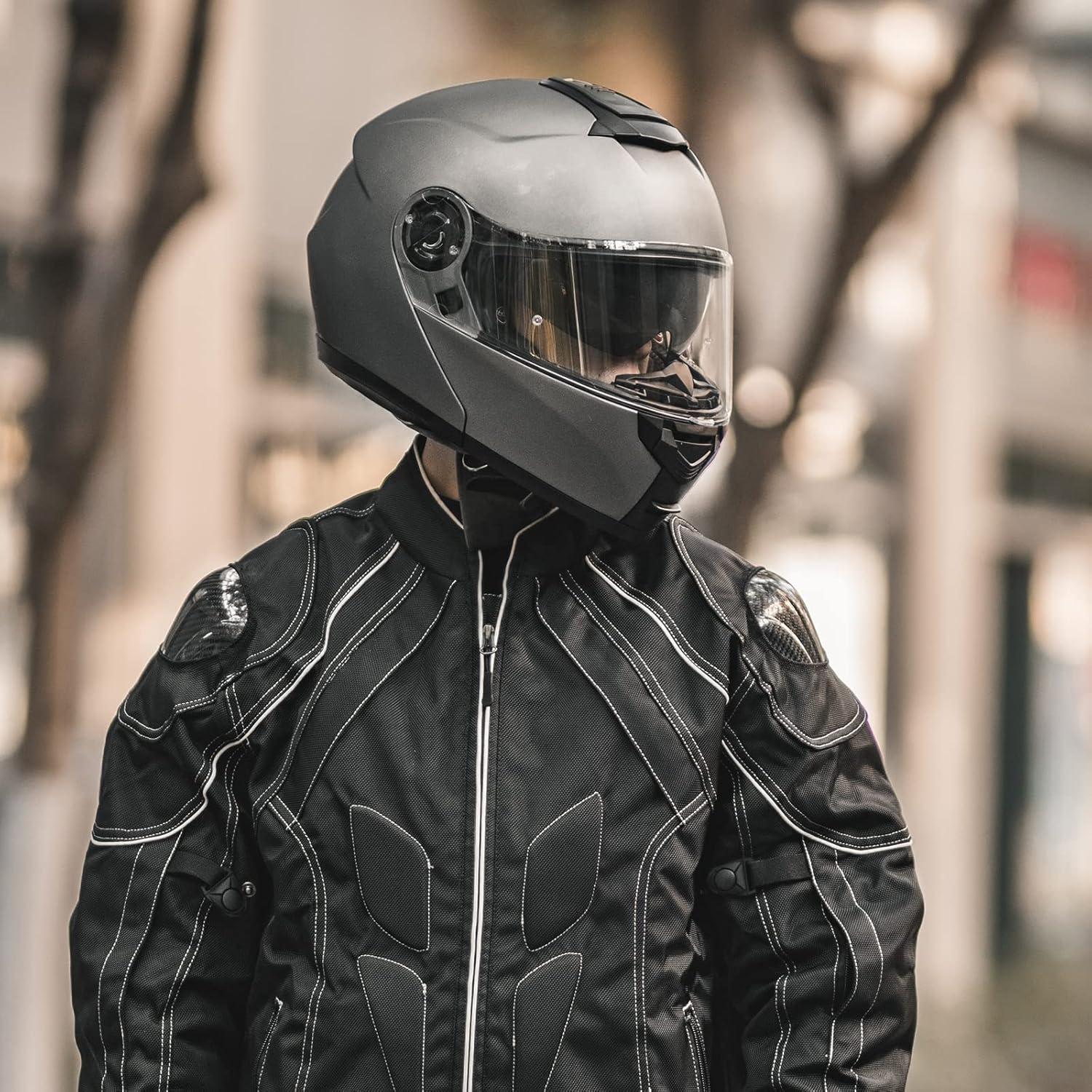 Casco Modular ILM 159 para Motocicleta Doble Visera Gris XXL