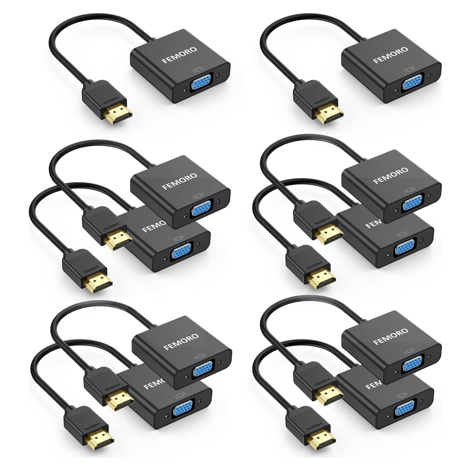 Adaptador HDMI a VGA FEMORO 10 Pack Full HD 1920x1080