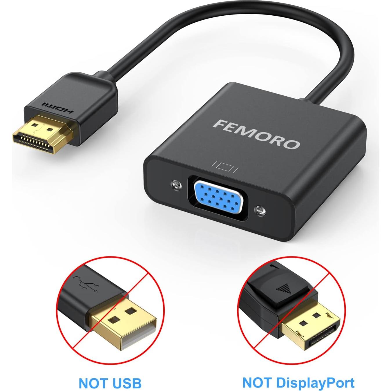 Adaptador HDMI a VGA FEMORO 10 Pack Full HD 1920x1080