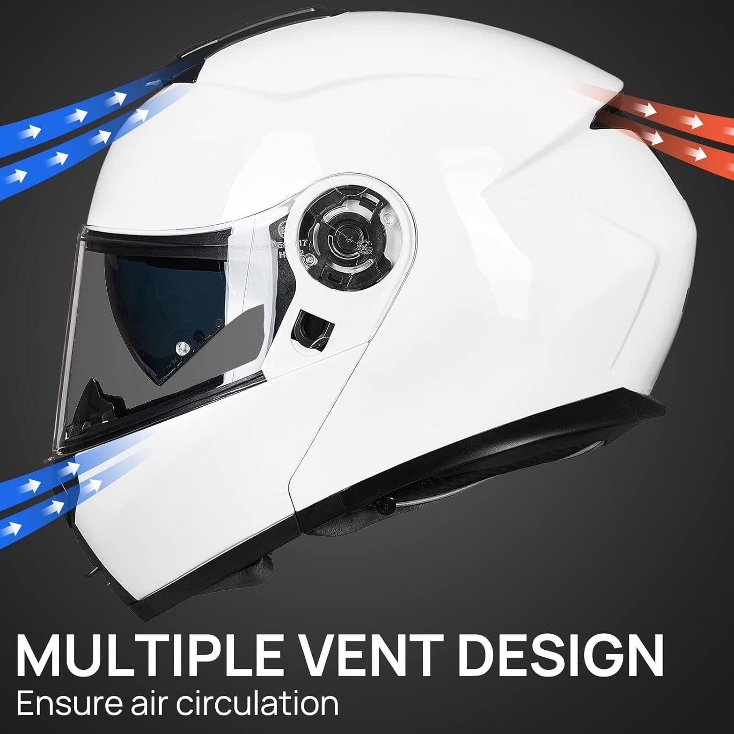 ILM Casco Modular Motocicleta Modelo 159 Blanco Mediano