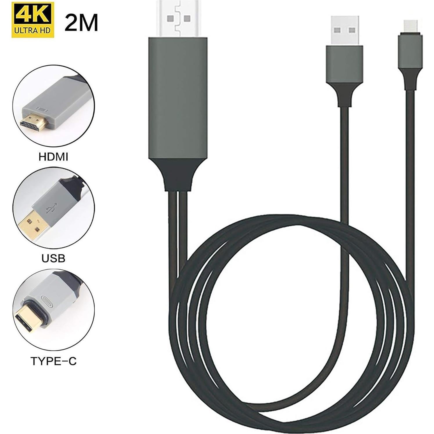 Cable HDMI 4K USB-C Tek Styz 2M Compatible Xiaomi Mi Max 2