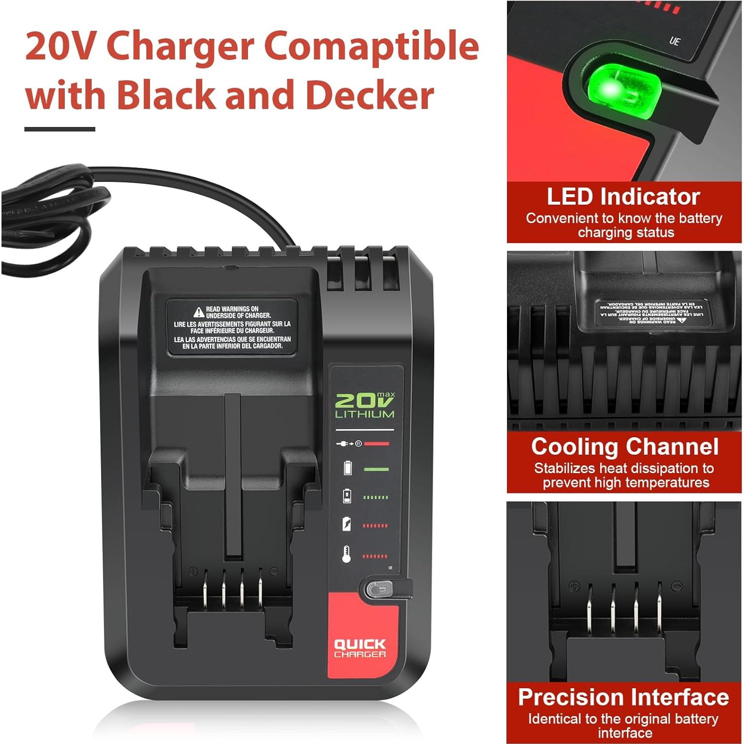 Combo Batería 20V 6.0Ah y Cargador Black y Decker LBX4020