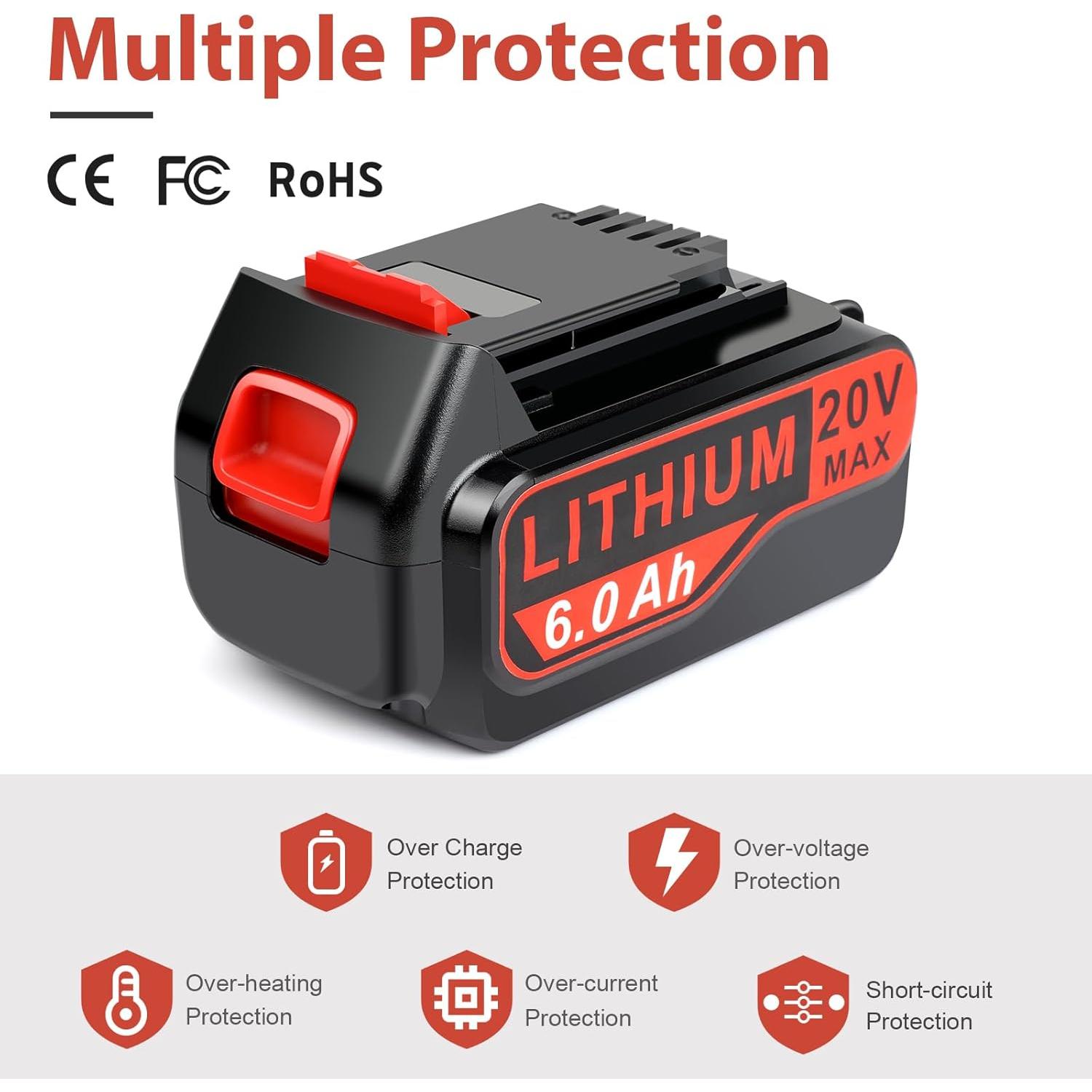 Combo Batería 20V 6.0Ah y Cargador Black y Decker LBX4020