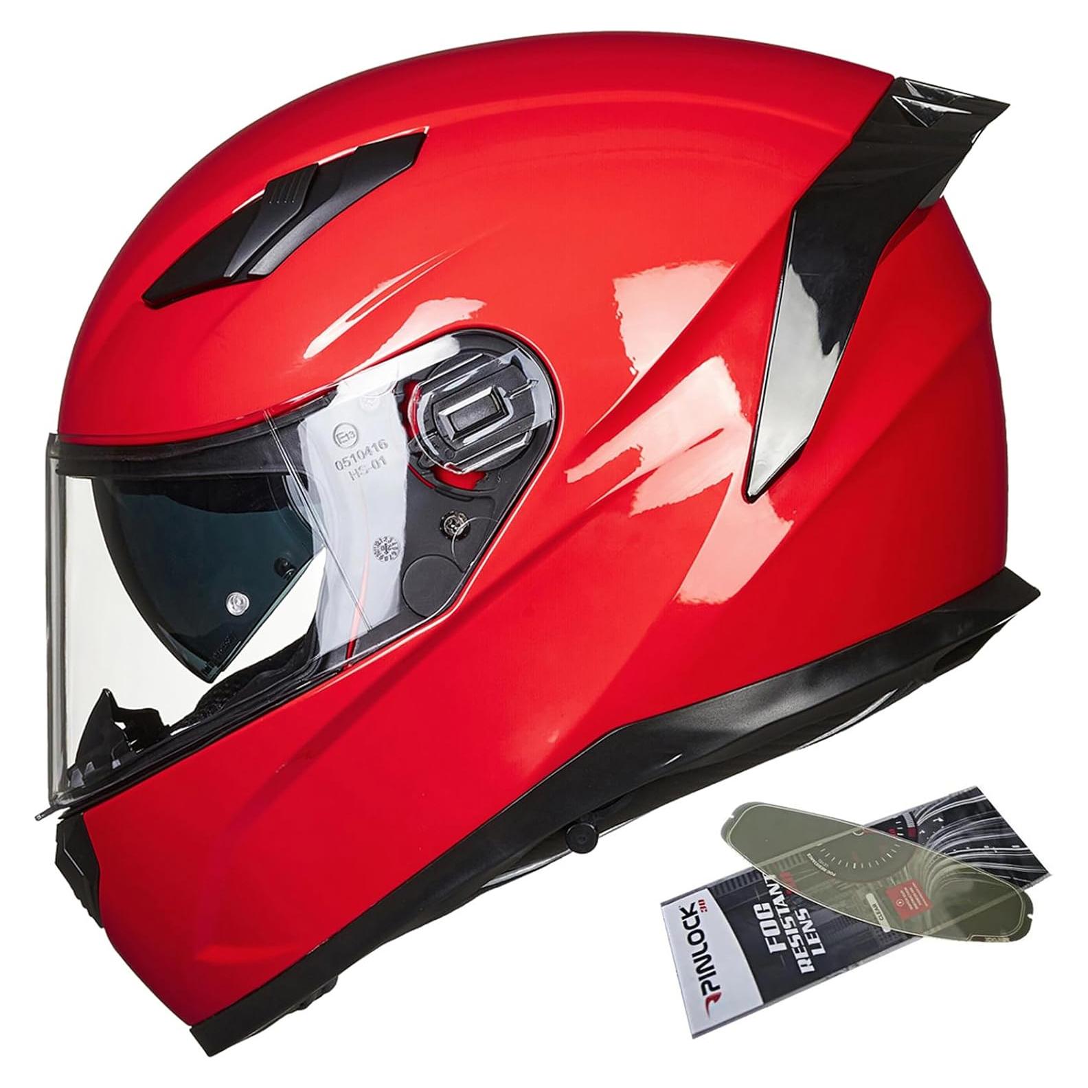 Casco de Moto ILM Full Face Modelo 129 Rojo Antivaho