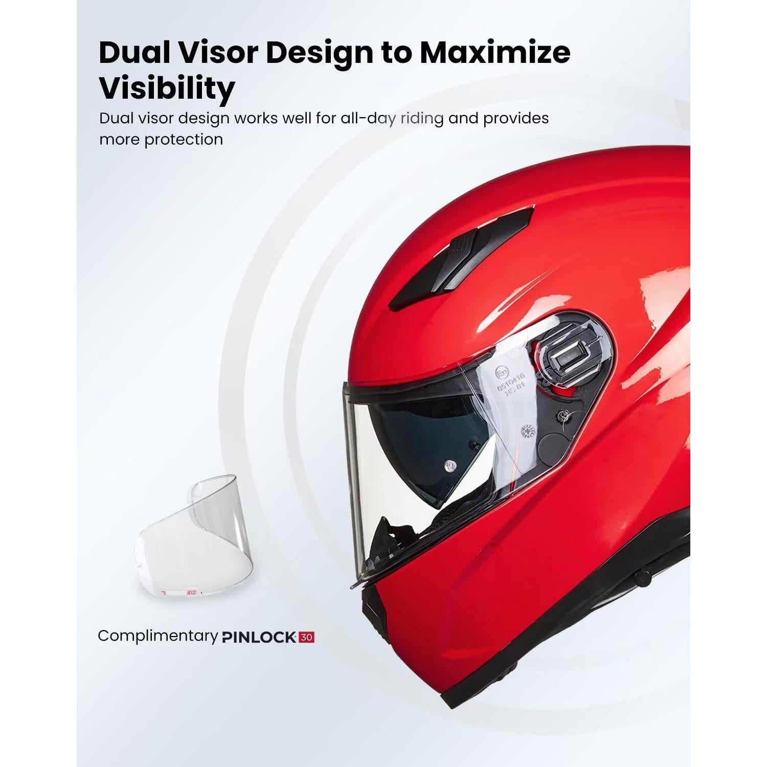 Casco de Moto ILM Full Face Modelo 129 Rojo Antivaho