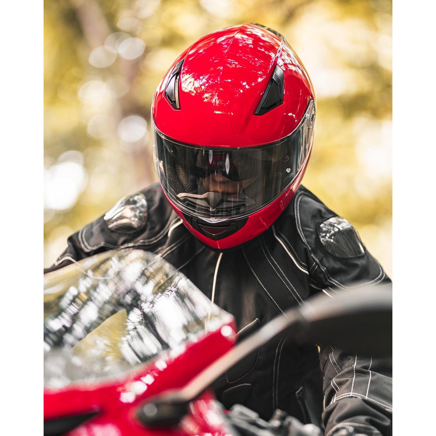 Casco de Moto ILM Full Face Modelo 129 Rojo Antivaho