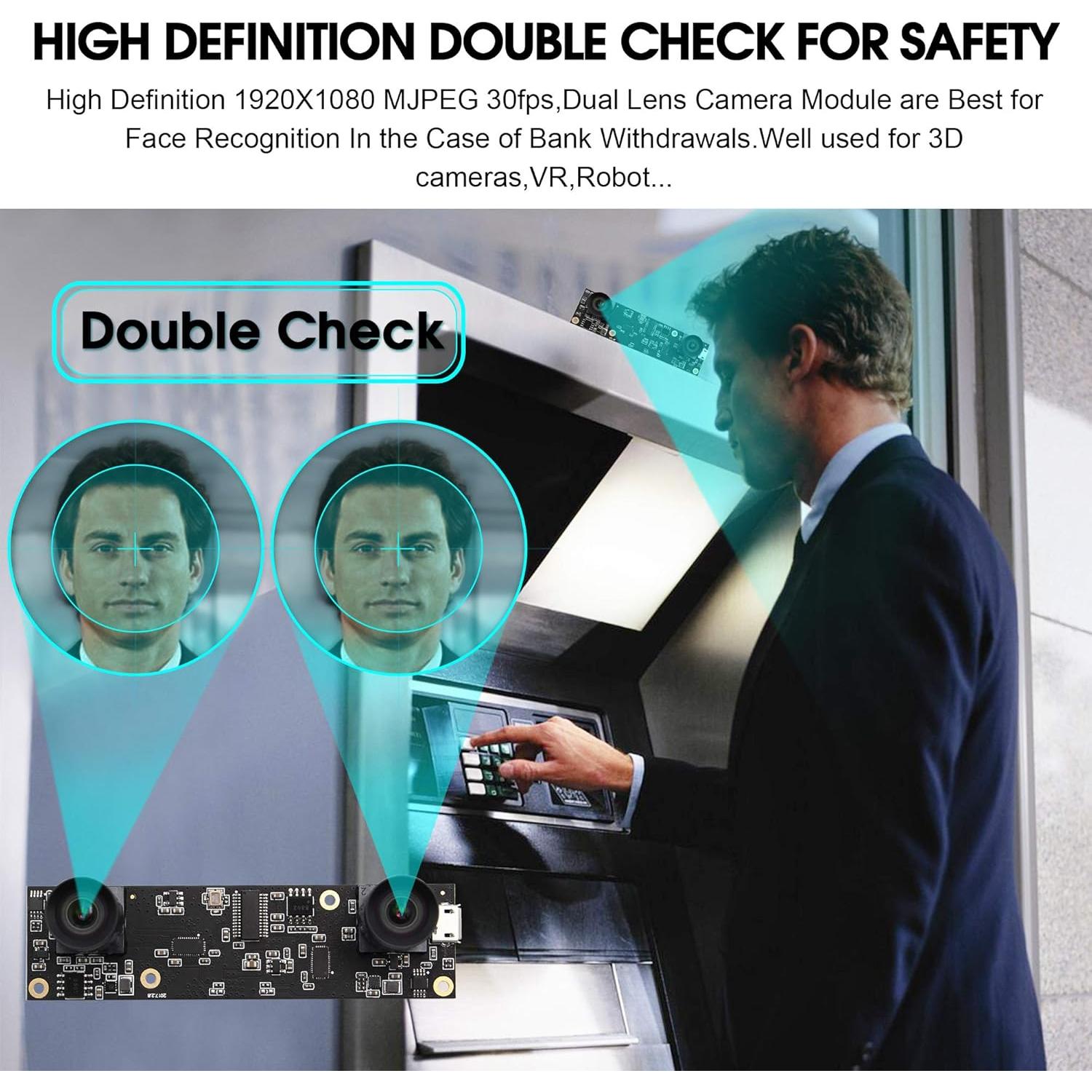 Módulo de Cámara USB Doble Lente 1080P ELP para Computadora